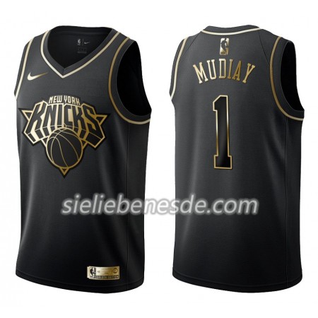 Herren NBA New York Knicks Trikot Emmanuel Mudiay 1 Nike Schwarz Golden Edition Swingman